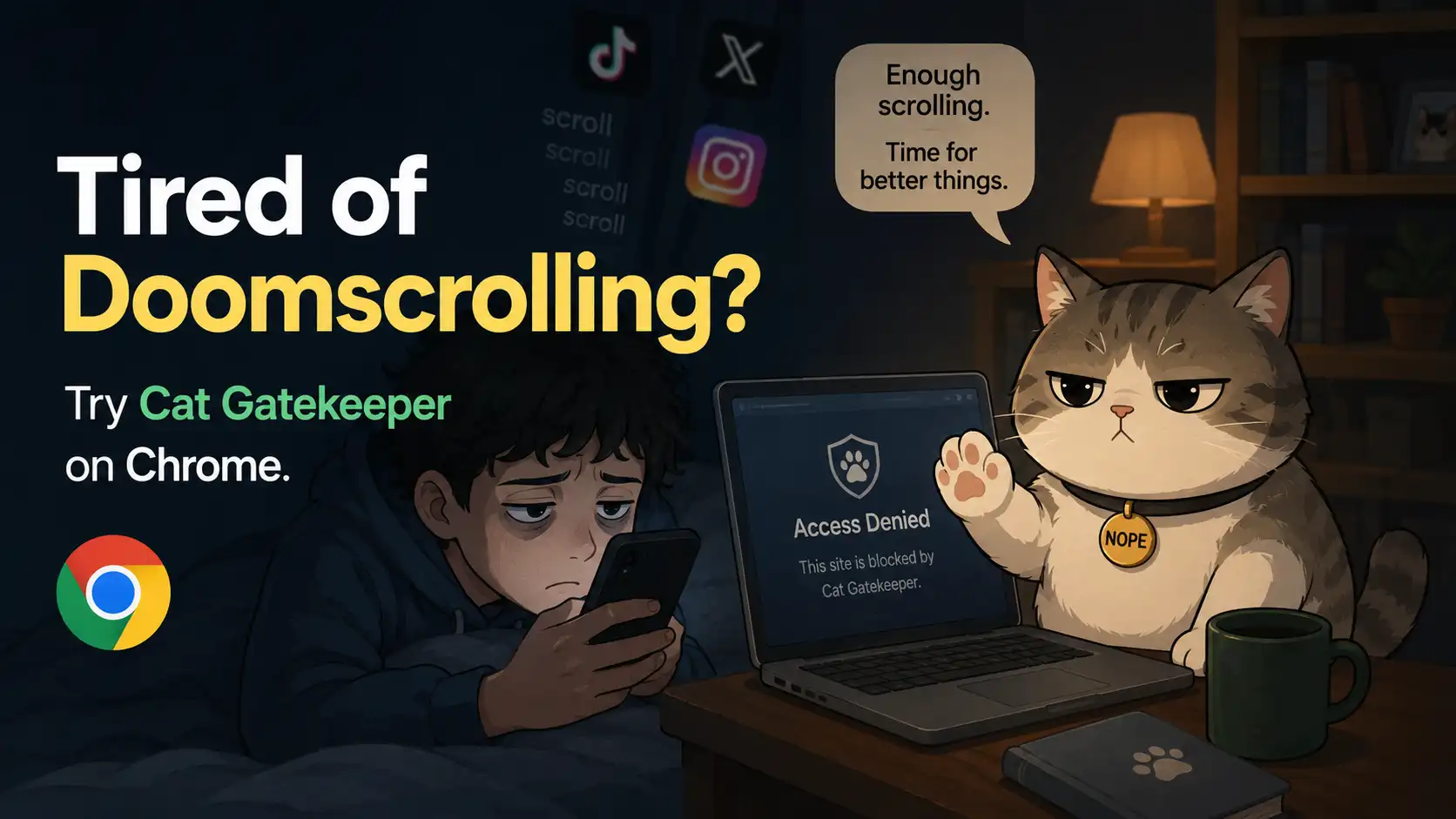 Tired of Doomscrolling? Try Cat Gatekeeper on Chrome